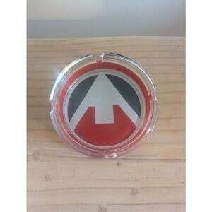 Marlboro Clear Glass Ashtray Promo Arrow Design 4" Round Collectible 4 Slot